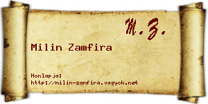 Milin Zamfira névjegykártya